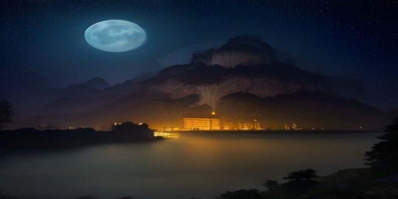 电影级午夜街景拍摄现场，蓝黑色调低色温打光，路灯形成点状光晕，摄影机低角度仰拍，营造午夜电影感氛围
